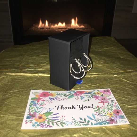 Women's Silver Double Hoop Earrings - Picture 4 of 5